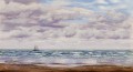 ブレット・ジョン 雲を集める海岸沖の漁船 海景